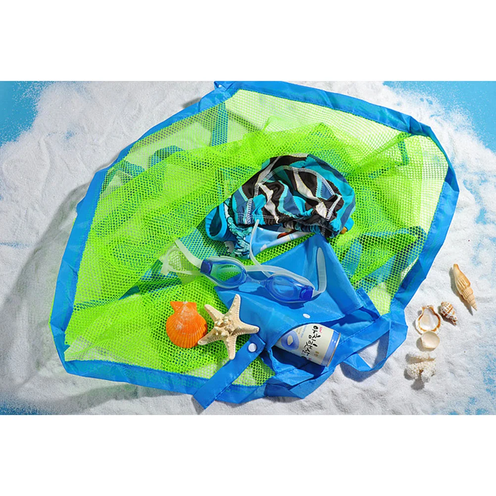 Bolsa de mano de malla para playa, juguetes de arena, bolsa de concha para playa, piscina, barco, familia, juego para niños, bolsa de malla de tamaño L, bolsa de malla para playa