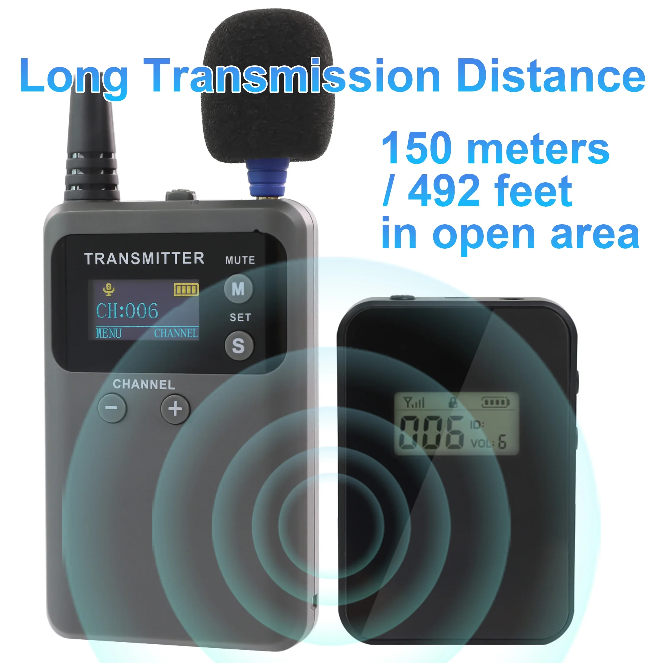 ワイヤレス音声ガイドシステム 2.4G 長時間バッテリー 999チャンネル対応 Type-Cポート 観光訪問 翻訳会議用