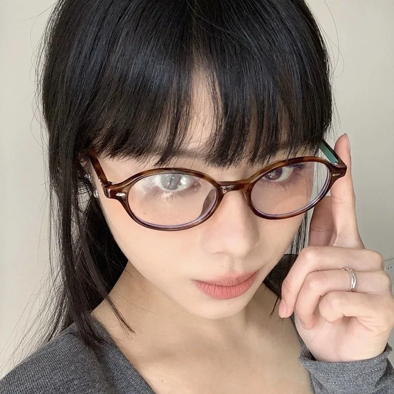 

Ретро-очки овальной формы в коричневой оправе, в стиле Y2K, для японских и корейских девушек, с красно-зеленой оправой, декоративные, для компьютера, с защитой от синего света