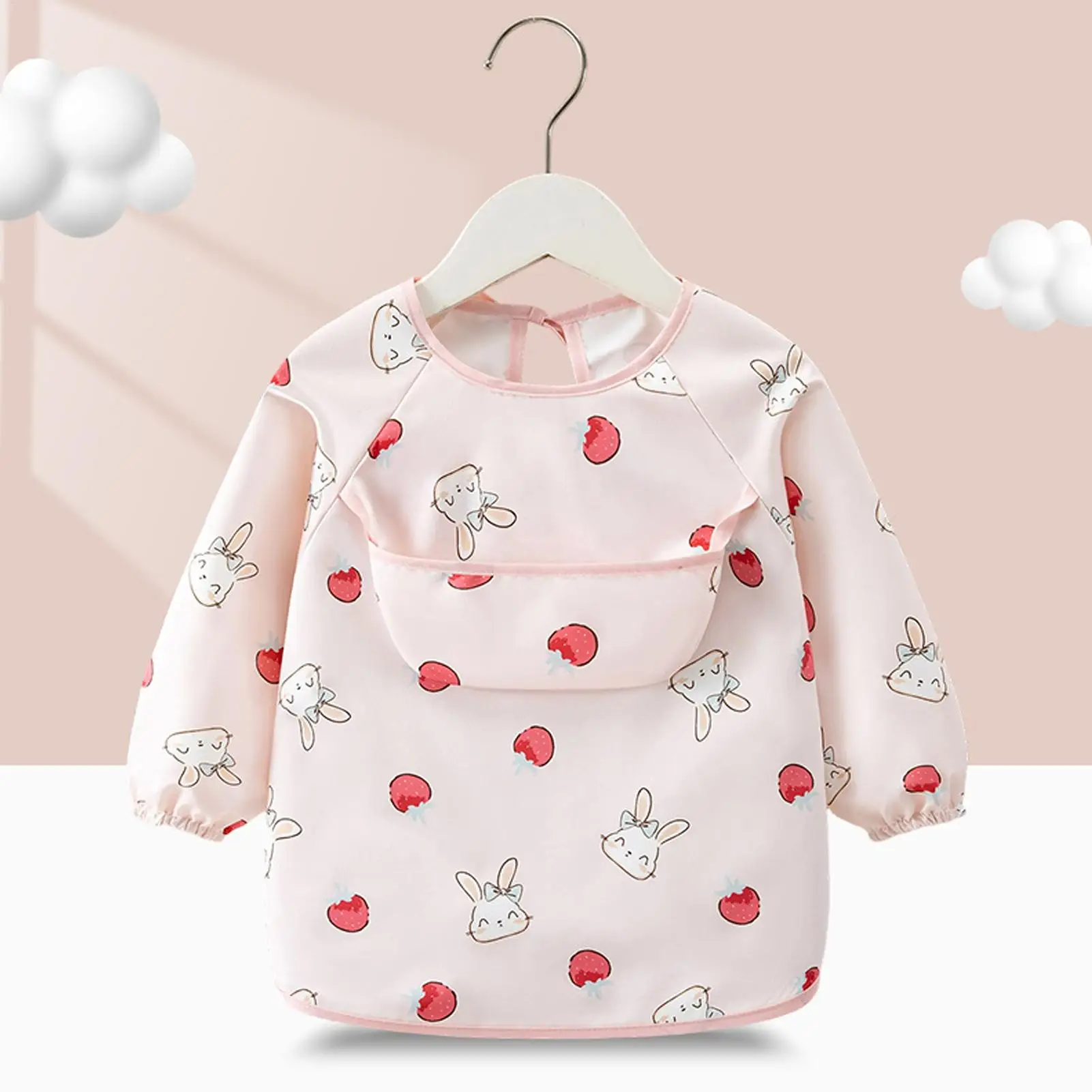 Kids Smock Bib Waterproof Reusable Long Sleeve 6-36 Months Children Food Feeding Bib Cover For Kitchen Dining Restaurant Home