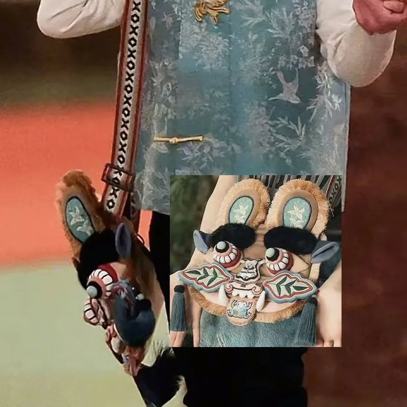 

2026 Year Of The Horse Denim Backpack Elon Musk Son Same Style Chinese Lion Dance Ethnic New Year Crossbody Bag