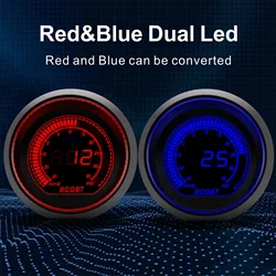 52mm Red/Blue Backlight Car Digital Turbo Pressure Gauge Car Boost Gauge PSI for Racing Car 12V
