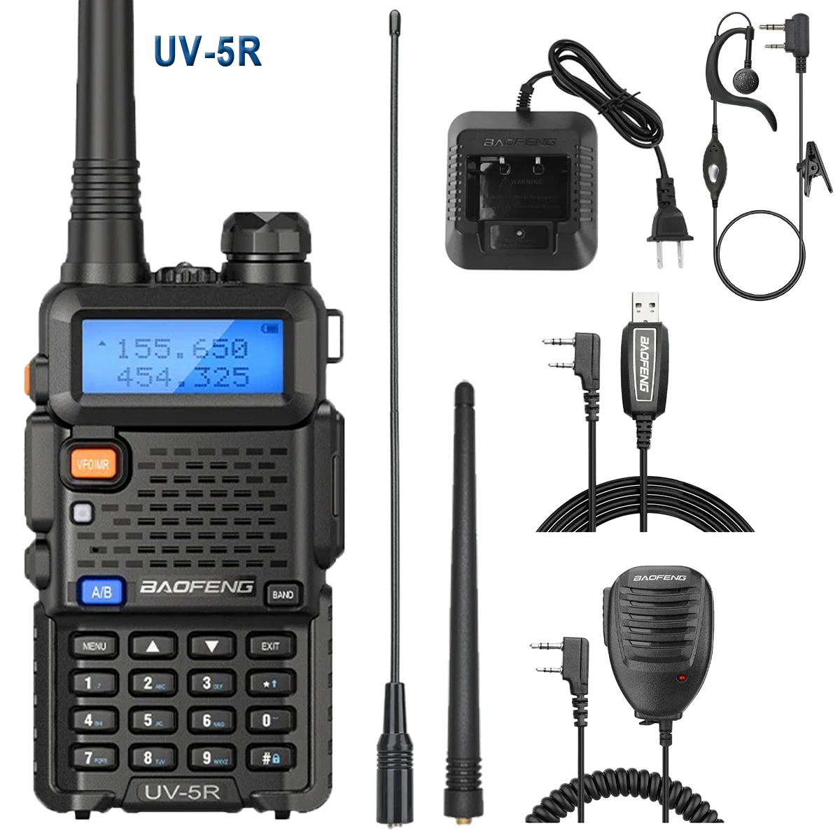 Baofeng UV-5R Walkie Talkie Set 5W 8W Vhf Uhf FM Radio Dual Band Ham Two Way Radio Camping TransceiverHuntingEngineering Outdoor