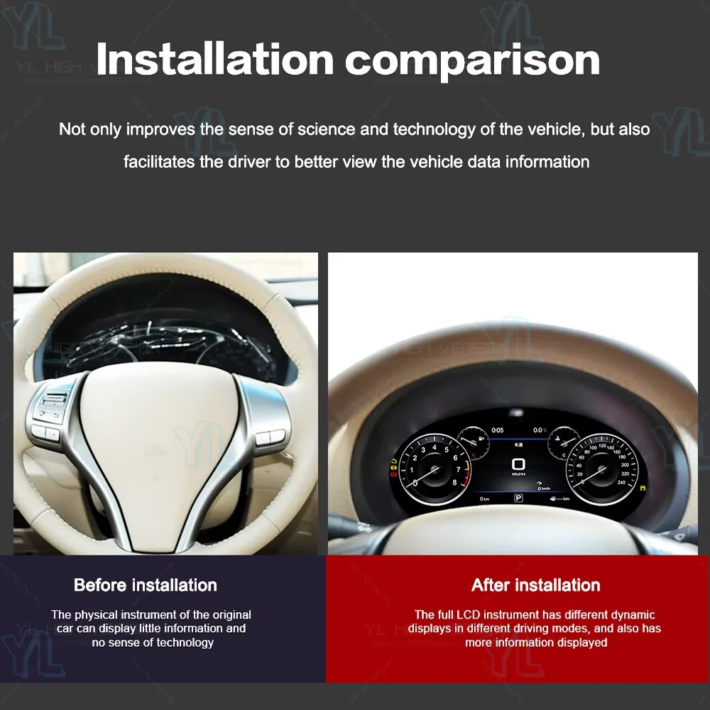 12.3 Inch LCD Digital Cluster Upgrade Replacement for Nissan Teana/Pathfinder 2012-2020 - Instrument Panel Speedometer Odometer