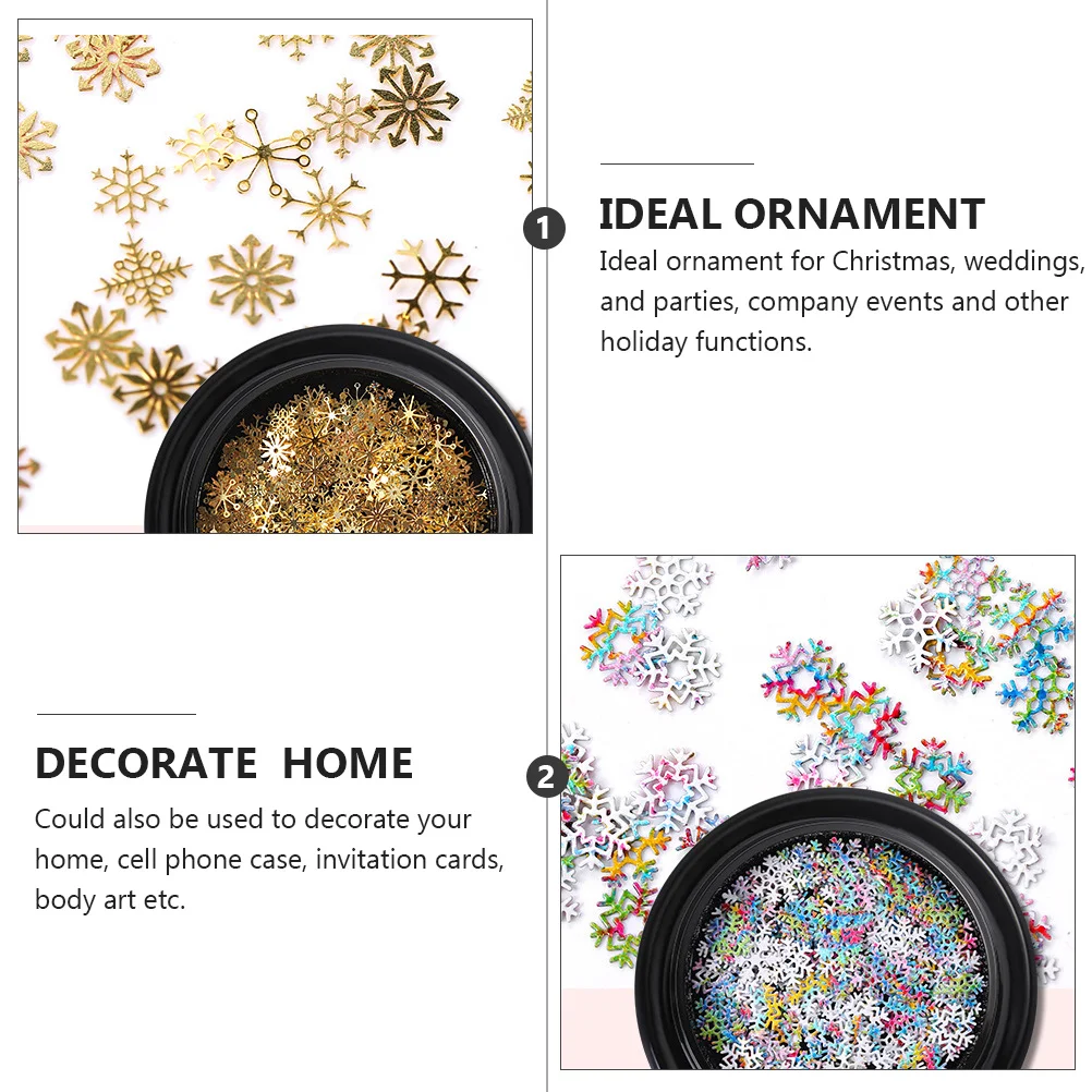 

Christmas Manicure Charms 3 Boxes Snowflake Nail Stickers DIY Sequins for Nail Art and Crafts Christmas Manicure Charms