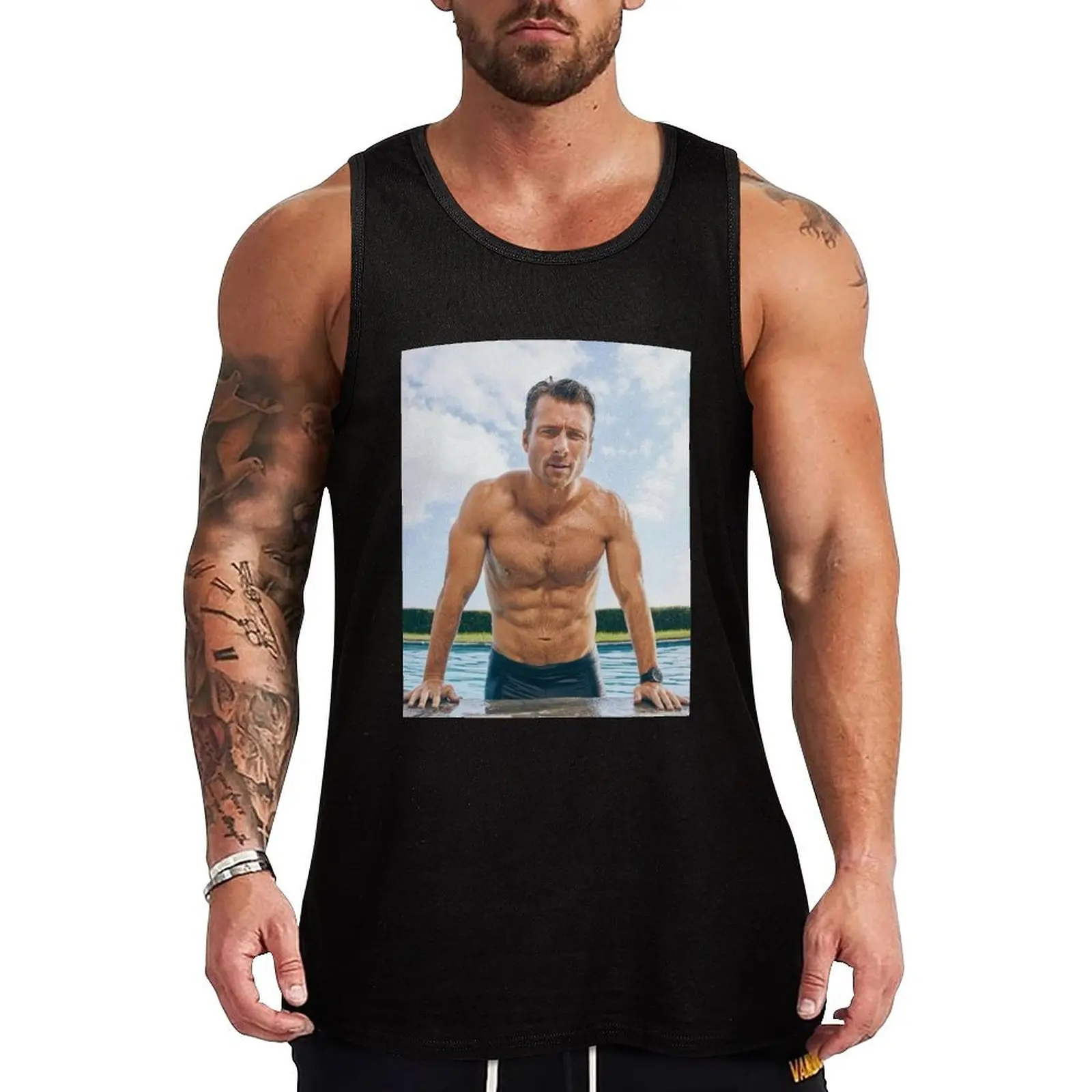 

glen powell shirtless Tank Top best selling products Muscle fit clothes for men summer