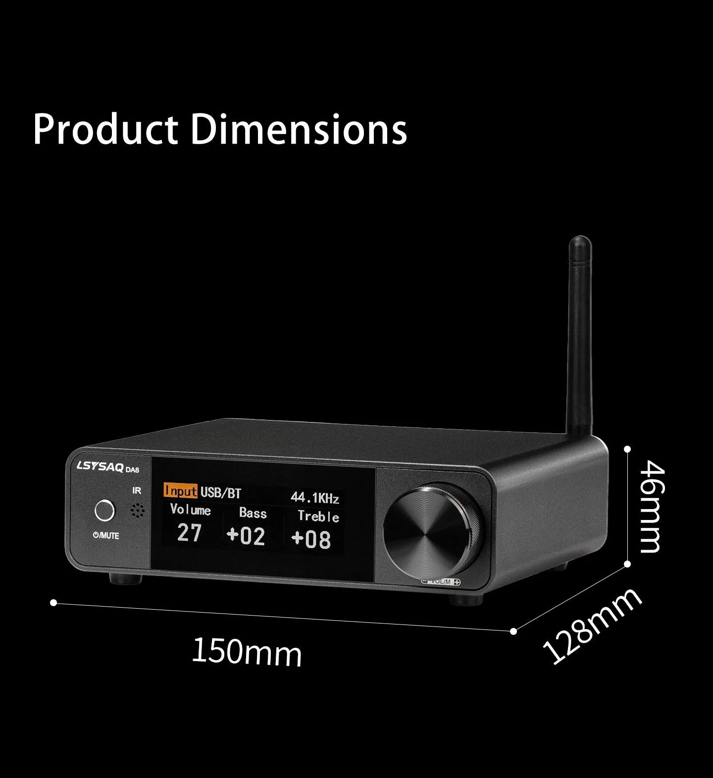 LSYSA DA8 GaN Bluetooth 6.2 HiFi-Stereo-Verstärker 300W×2 Klasse D Digital-Leistungsverstärker Optisch Koaxial USB LDAC für Heimaudio – Detail 18