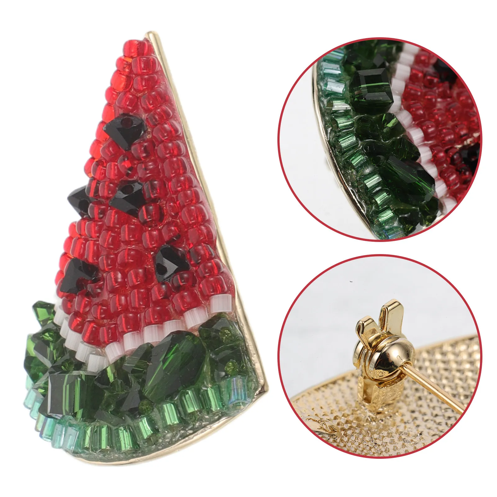 Stylish Watermelon Brooch Clips Sparkling Crystal Cute Pins for Women Lapel Collar Pin Suit Shirt Dress Cardigan Beach Vacation
