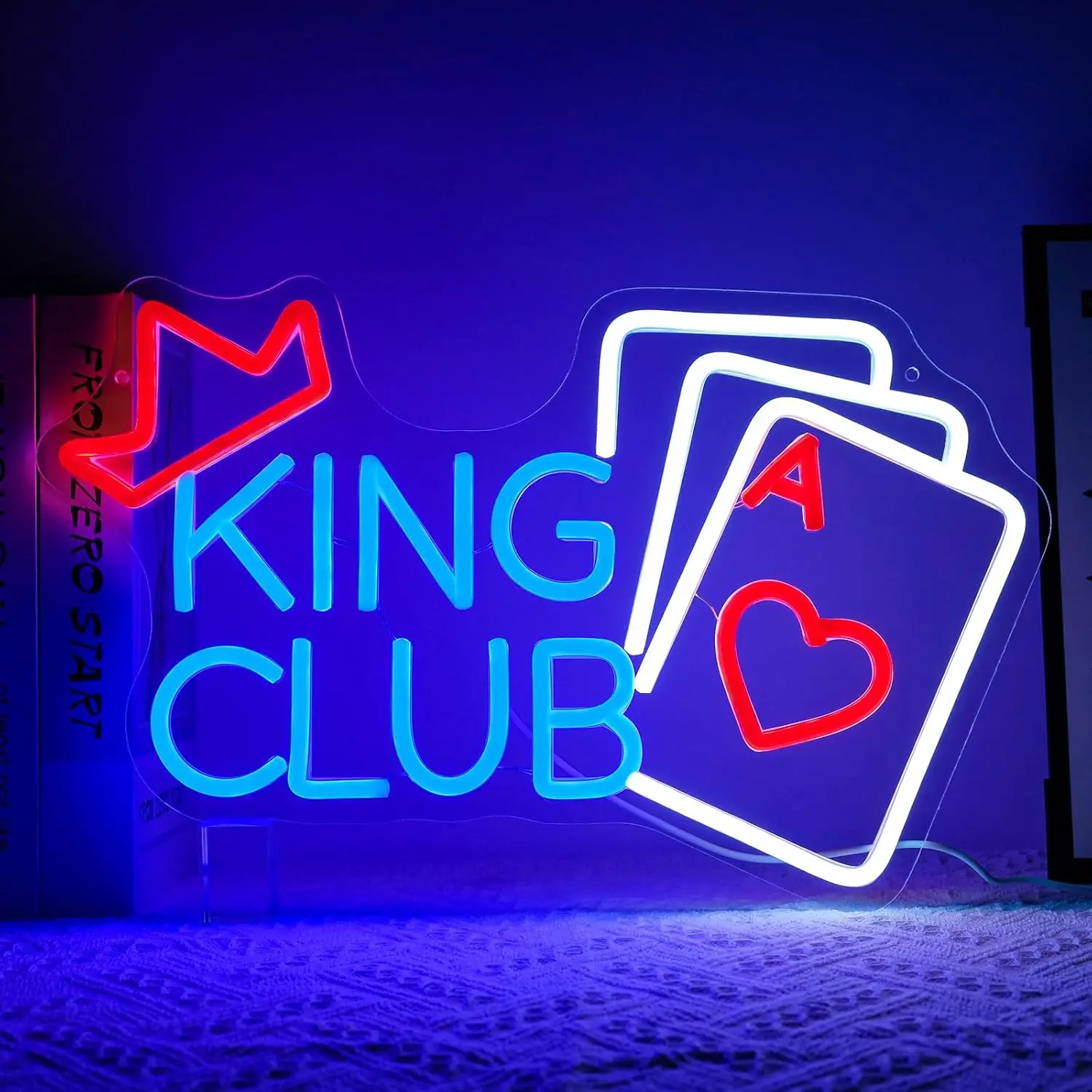 

King Club Neon Sign USB Powered Poker Led Lights for Casino Gaming Room Tiki Bar Bedroom Decoration neon personnalisé Gift