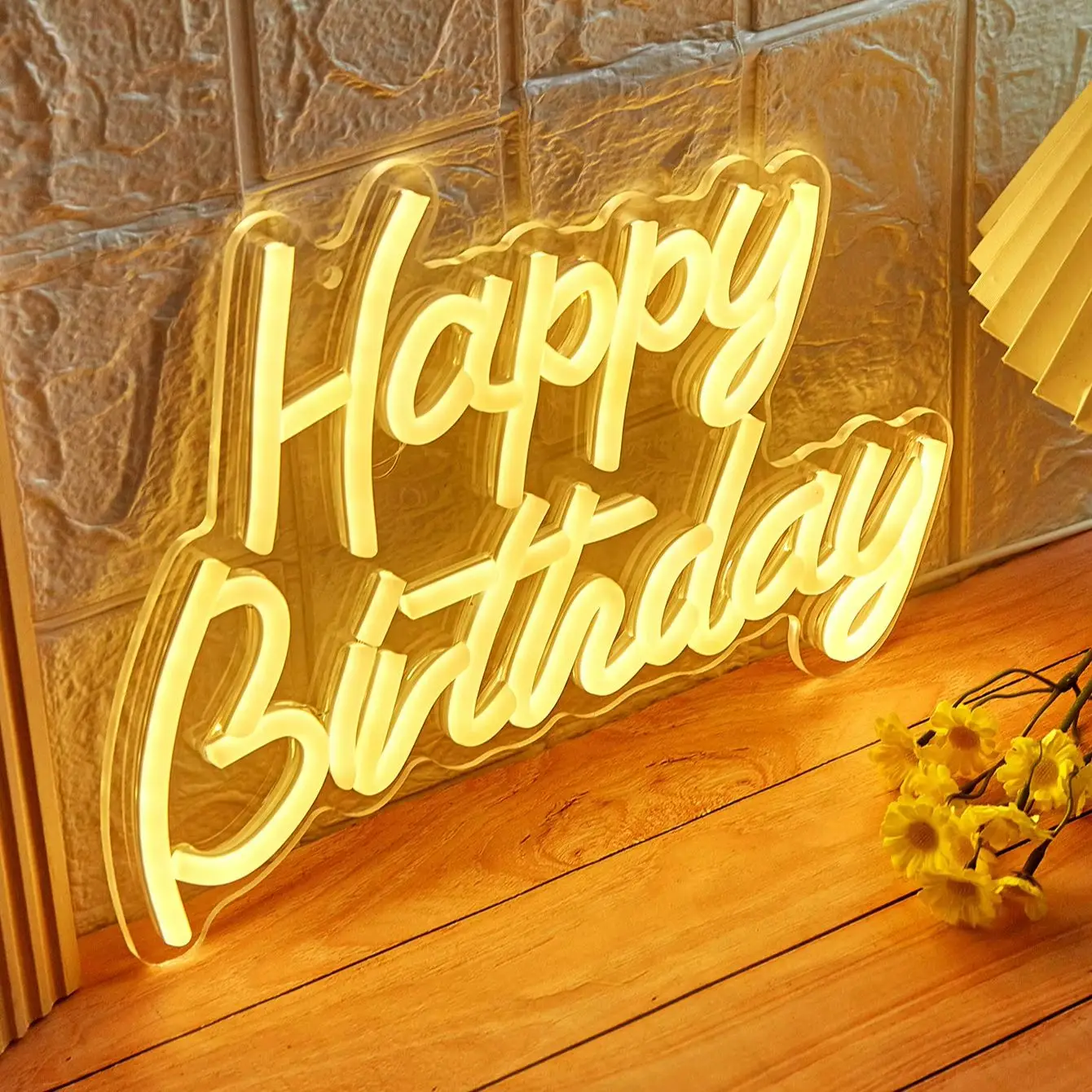 Chi-buy LED Neon Happy Birthday USB Powered Neon Signs Night Light 3D Wall Art Bedroom Living Room Decor Lamp Signs#Wattage:5w