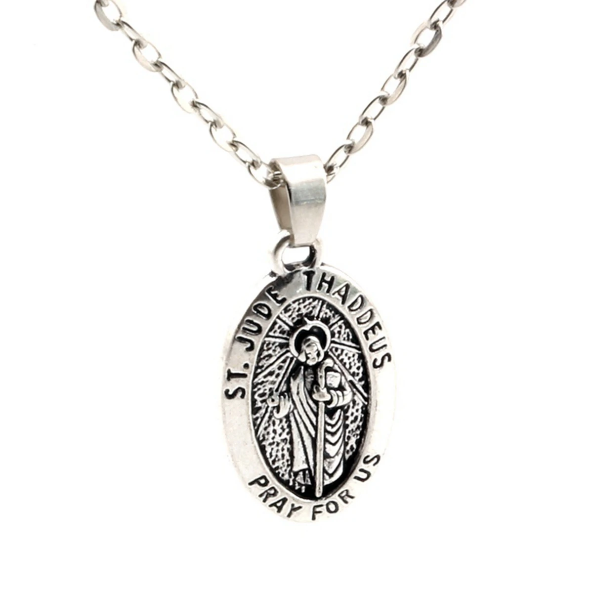 2Pcs Alloy ST. JUDE THADDEUS Pendant Necklace For Religious Belief Jewelry Gifts