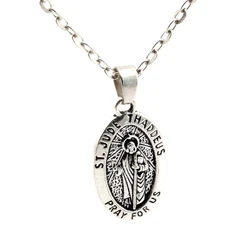 2Pcs Alloy ST. JUDE THADDEUS Pendant Necklace For Religious Belief Jewelry Gifts