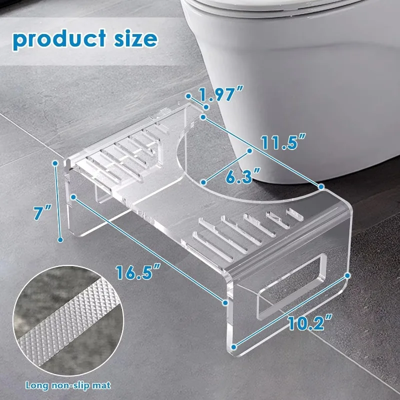 toilet stool transparent squat adult bathroom footstool with non-slip function men's and women's accessories