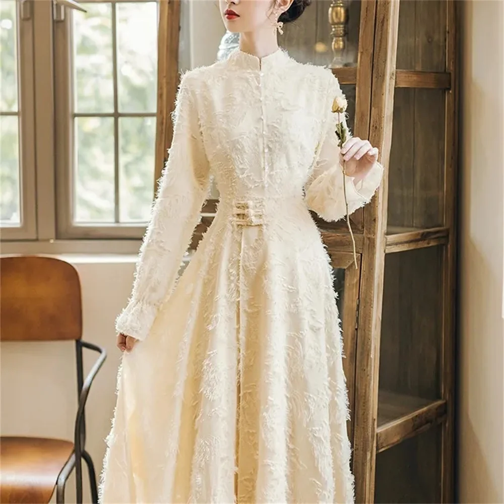 

Autumn and Winter Plus Velvet Thickened 2025 Dress Medium Long Dress Young Girl Chinese Style Cheongsam Improved Edition Female