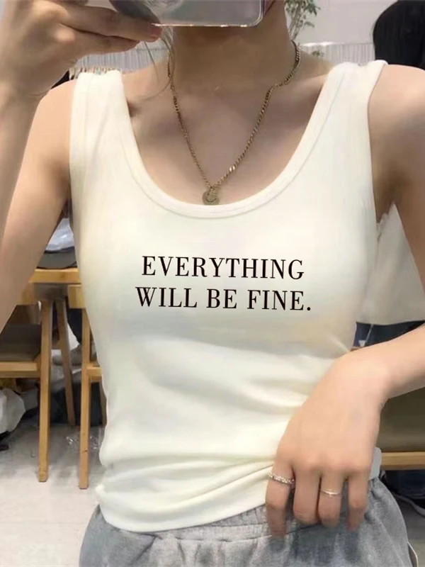 Camiseta sin mangas con estampado de letras estilo americano de talla grande, ropa informal negra, novedad de verano, ropa in...