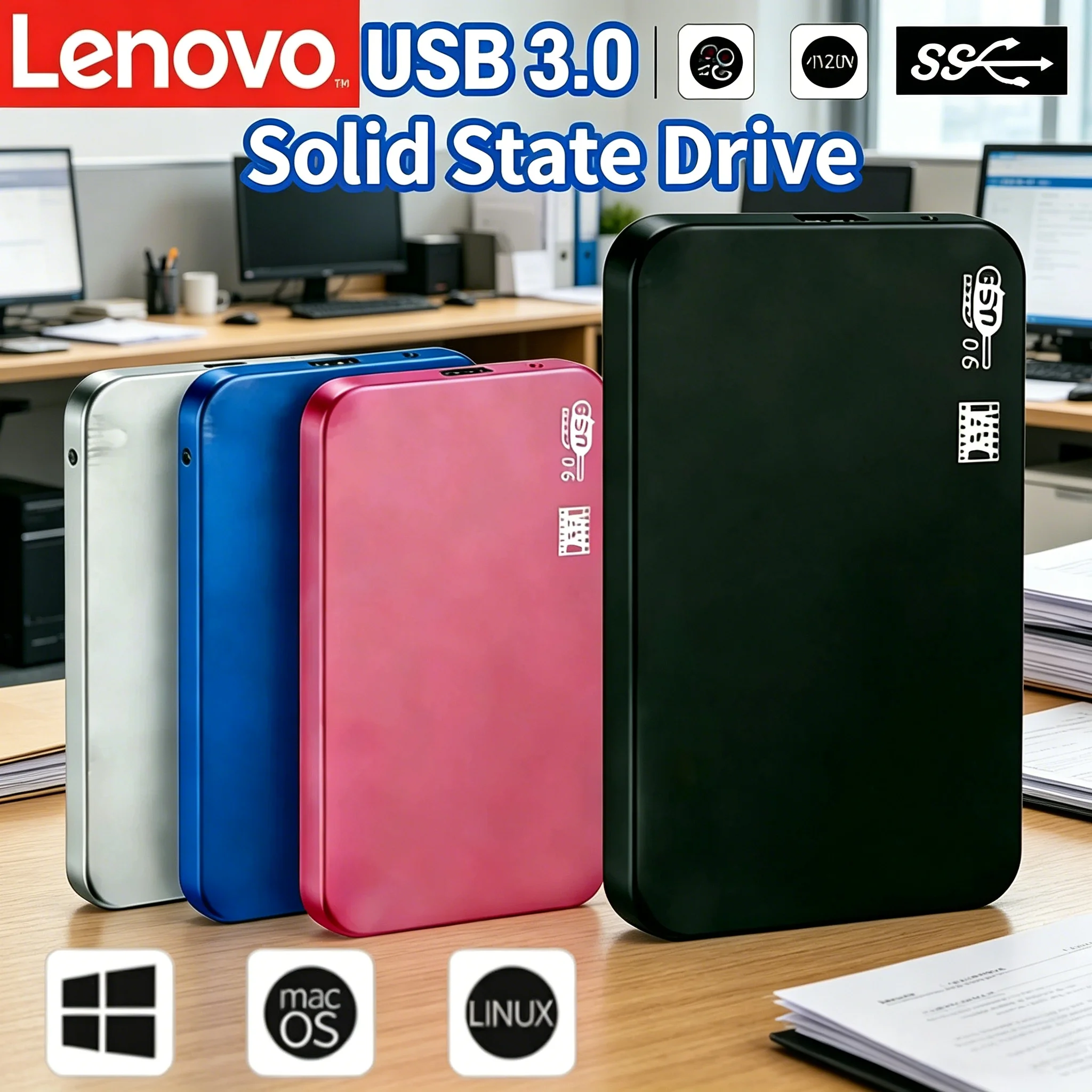 

Lenovo XIAGAI High-speed USB 3.0 SSD Enclosure Mobile 2TB Hard Drive Cases for SD External Storage HDD Box for Laptops
