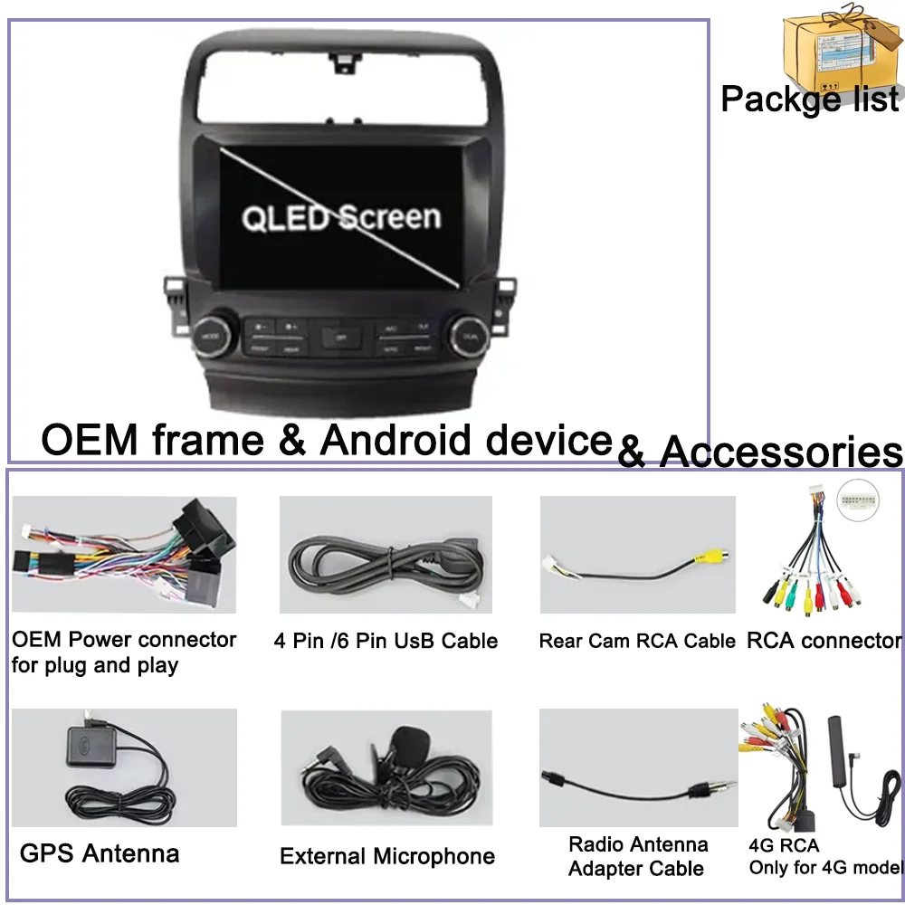Car Radio Android 14 For Honda Accord Acura TSX 2004 - 2008 Multimedia Video Player Navigation GPS Auto Screen No 2Din DVD Head