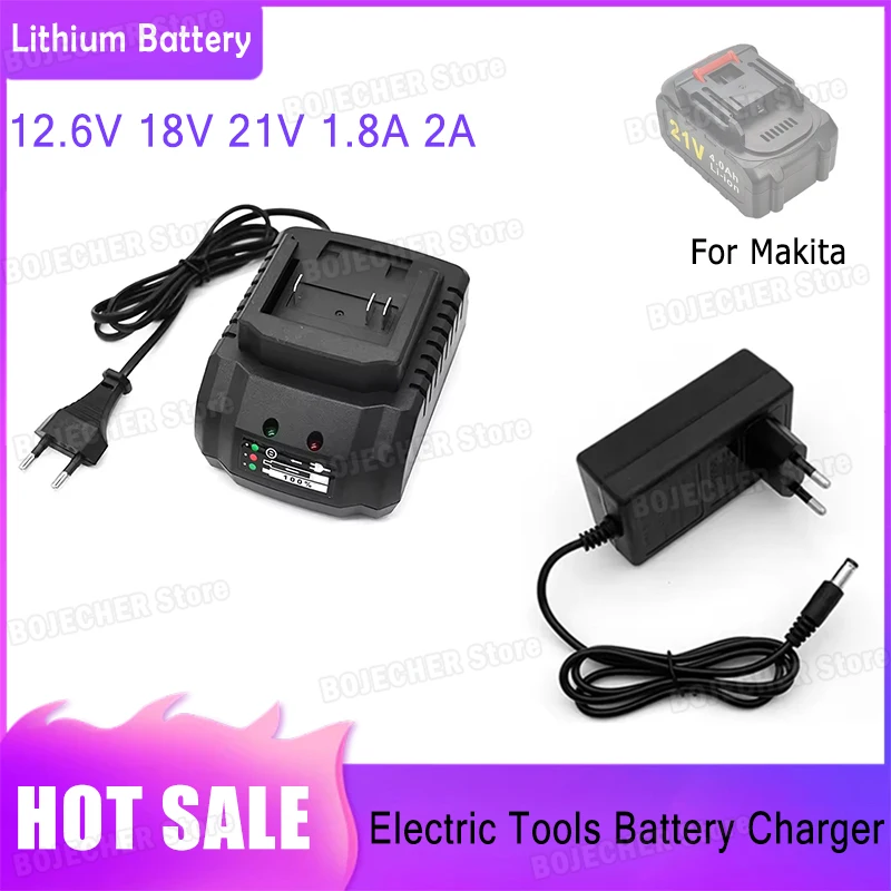 Elektrische Elektrowerkzeuge Lithium-Batterie-Ladegerät für 18 V Makita-Batterie DC 12,6 V 18 V 21 V 1,8 A 2 A Netzteil-Adapter Transformator