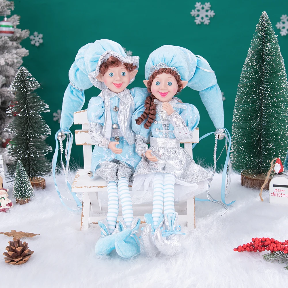 

1 Pair Elf Couple Plush Dolls Toys Christmas Tree Pendant Drop Ornaments Hanging Decoration Navidad New Year Xmas Gifts for Kids