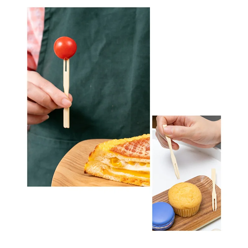 ABMO 1000 forchette per antipasti in bambù, mini forchette in bambù da 3,5 pollici, forchette in legno usa e getta, piccole plettri per alimenti alla frutta