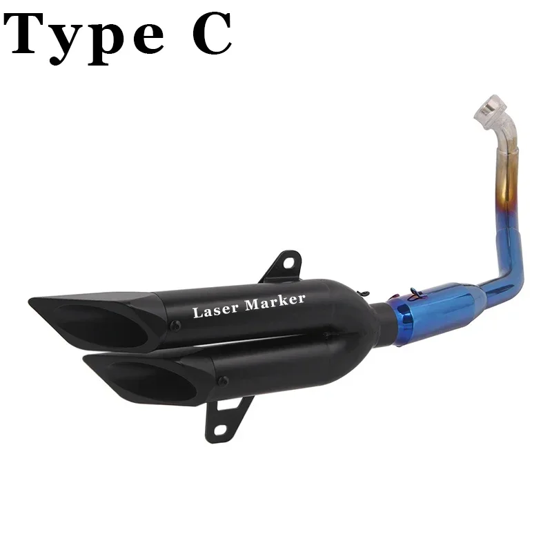

S T Full System Motorcycle Exhaust For Honda FORZA 300 Forza300 Modified Double Hole Muffler DB Killer Front Mid Link Pipe