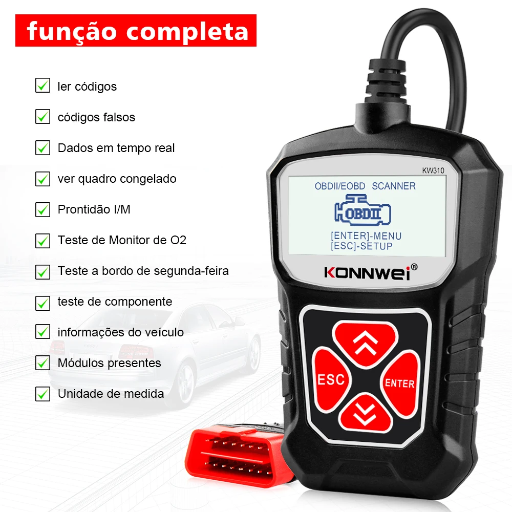KONNWEI KW310 Obd2 الماسح الضوئي سيارة التشخيص أداة مسح ضوئي السيارات رمز القارئ تحقق محرك ضوء أداة KW309 أداة فحص السيارات