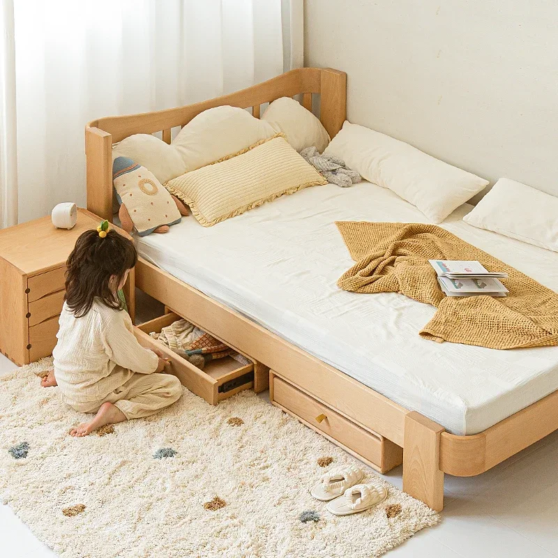 Solid wood bed single bed boy children's room 1m 2 small bed