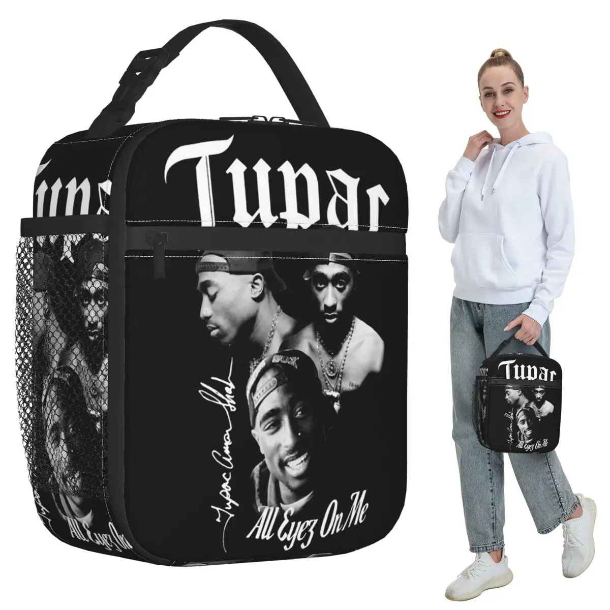 Rapper Tupac 2PAC Hip Hop Insulated Lunch Bag for Women Office Cooler Thermal Food Box Tote Portable Lunch Boxes Container