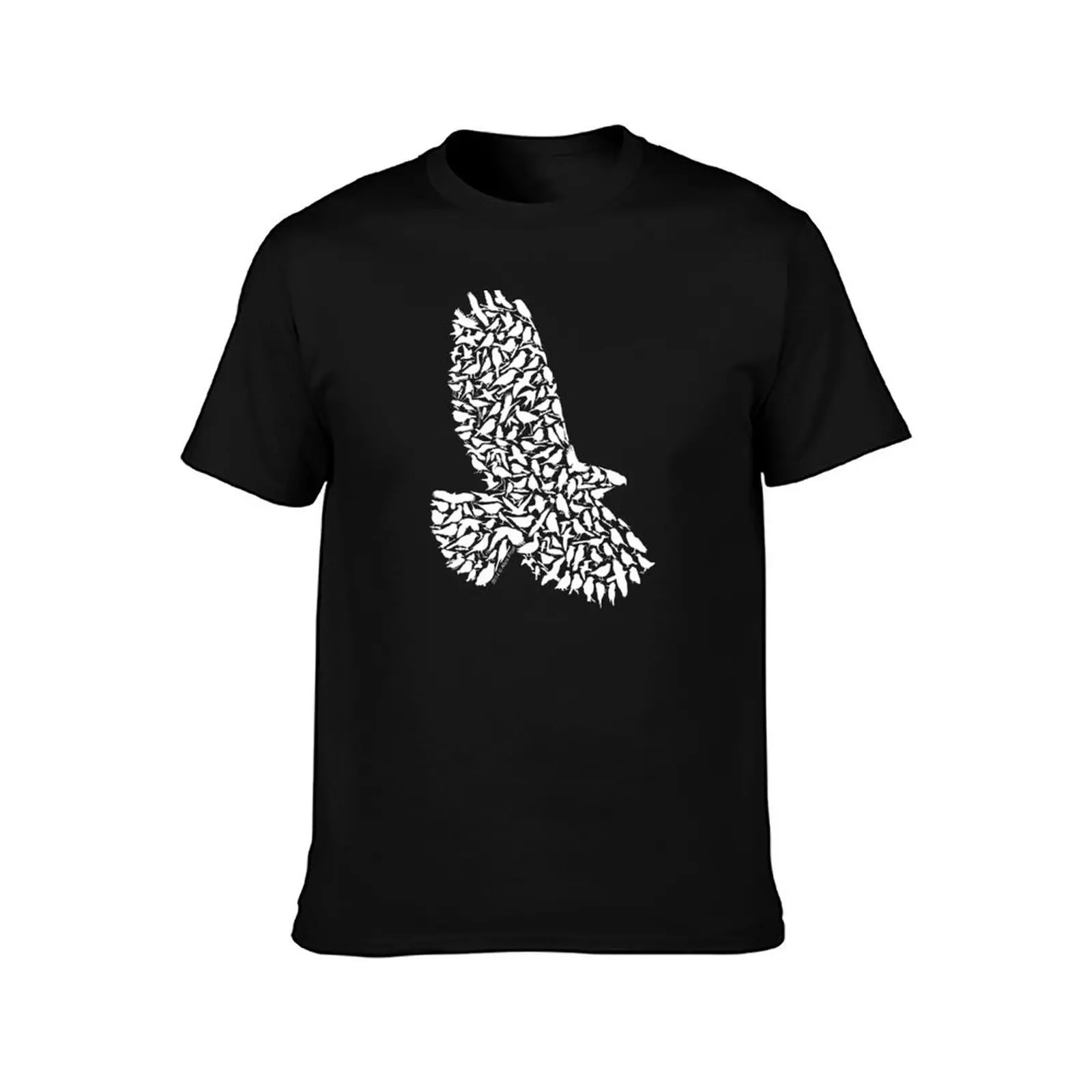 Red-Tailed Hawk Silhouette Art made from Birds T-Shirt anime stuff plus size clothes Men's t shirts