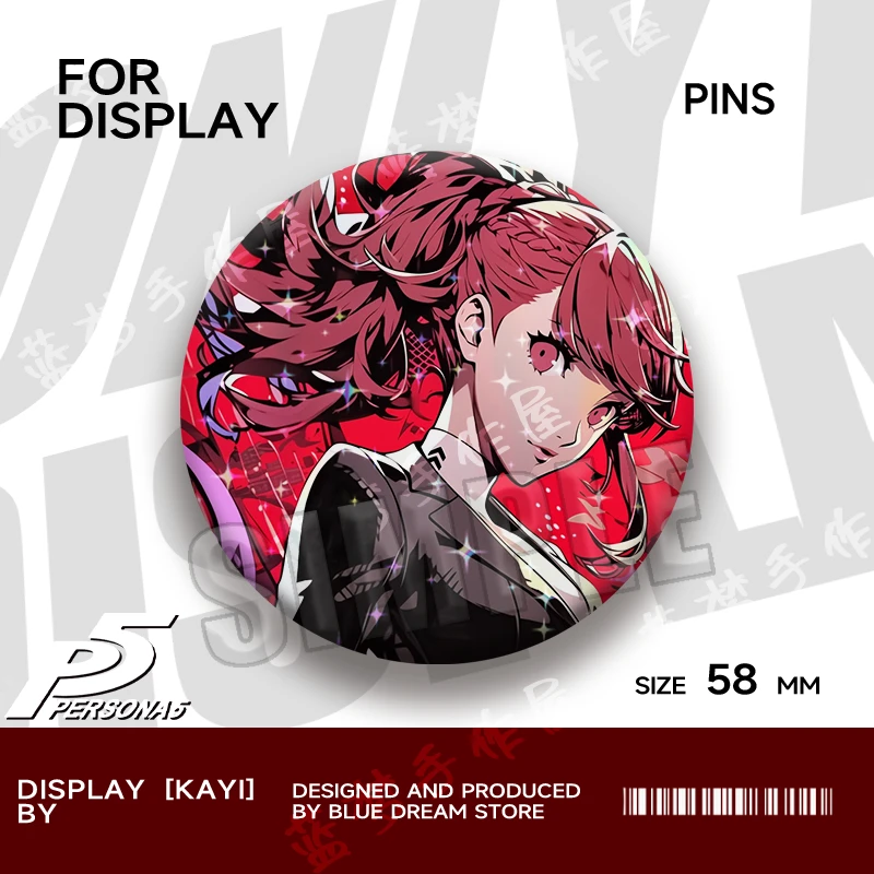 Action Fantasy Spielzeugfiguren COS Anime Spielzeug Sakamoto Ryuji Takamaki An Morgana Sakura Futaba Cartoon Weißblech Abzeichen Kindergeschenke