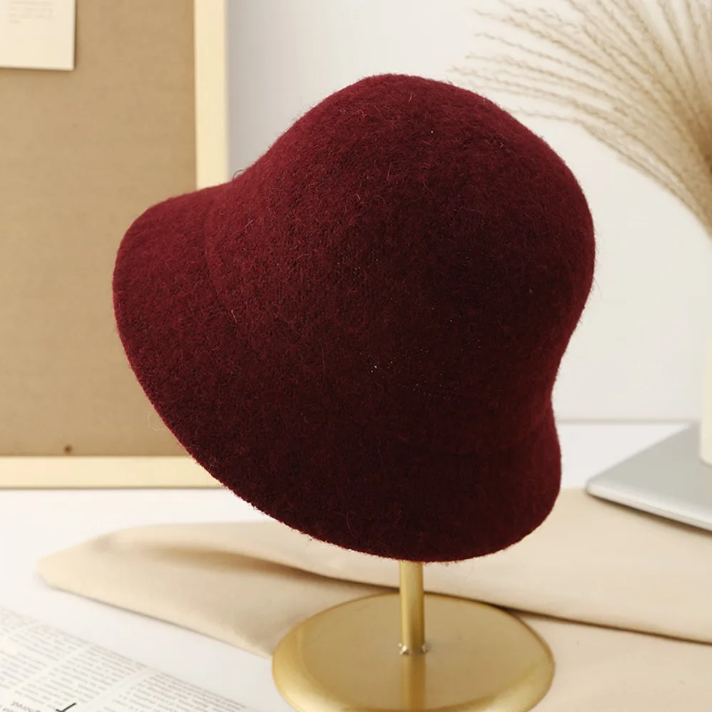 Retro Winter Women Bucket Hats Wool Felt Keep Warm Fisherman Cap Windproof High Quality Dome Wool Hats Panama Caps