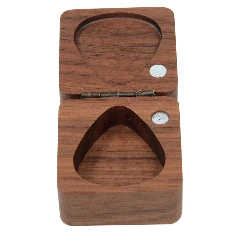Práctica caja de púas de guitarra, estuche de almacenamiento de púas de guitarra de nogal, organizador para bajo, ukelele, Accesorios para Instrumentos Musicales, regalos
