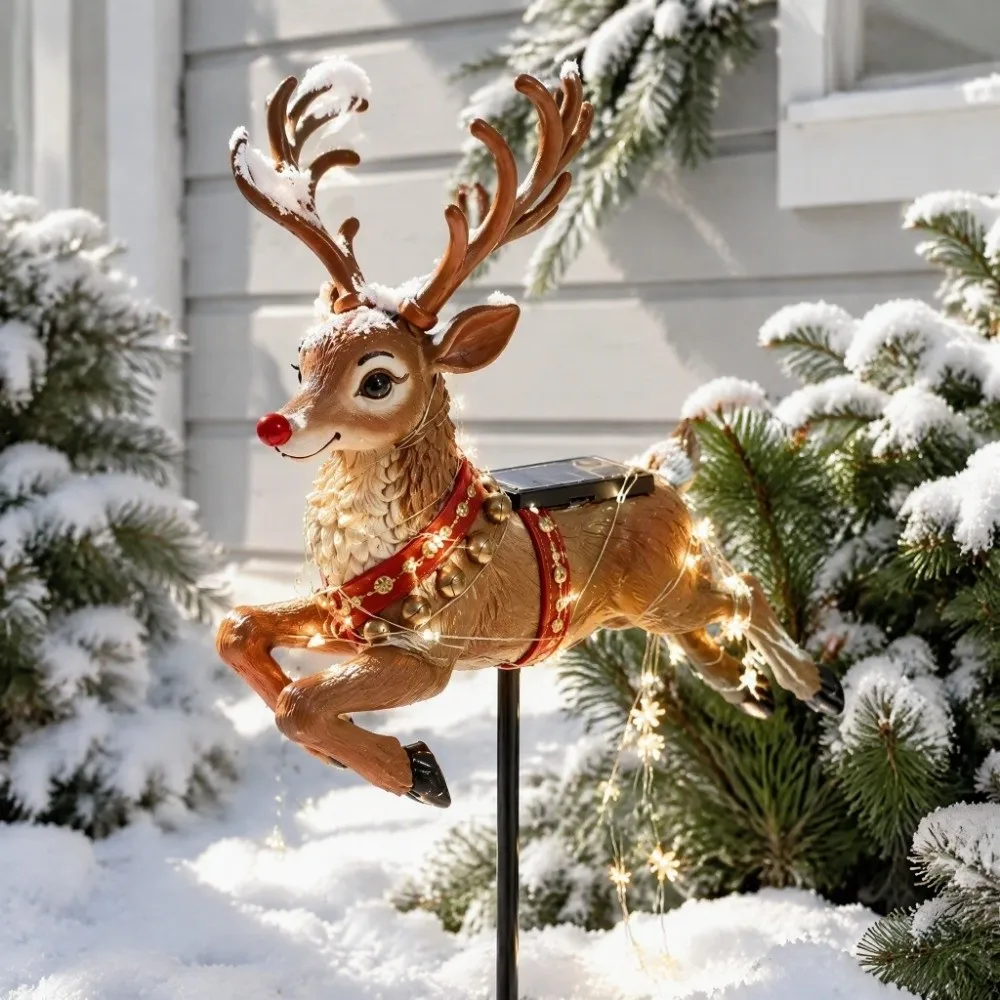 Swirling Effect Reindeer Pathway Light Energy Saving Waterproof Garden Decor Lamp Stable Light Output Long Service Life
