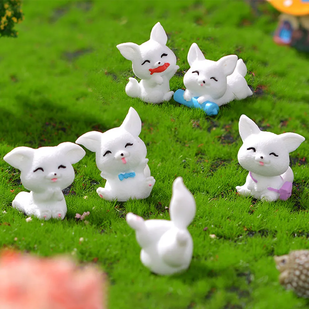 

12 Pcs Fox Ornament Small Animal Figurines Animals Potted Plant Mini Resin Miniature Tiny Figures Micro Scene