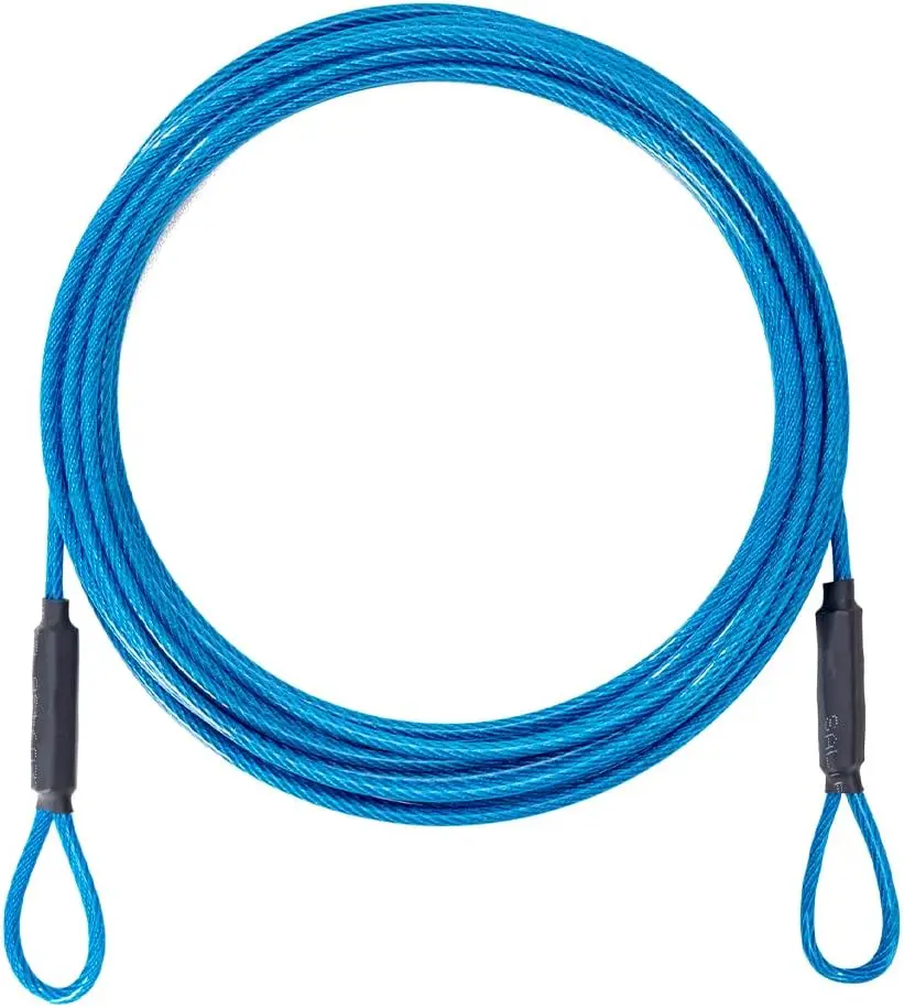 

Трос безопасности из нержавеющей стали 3,3 мм с двойными петлями для багажа, велосипедов и использования на открытом воздухе - 10 футов, синий