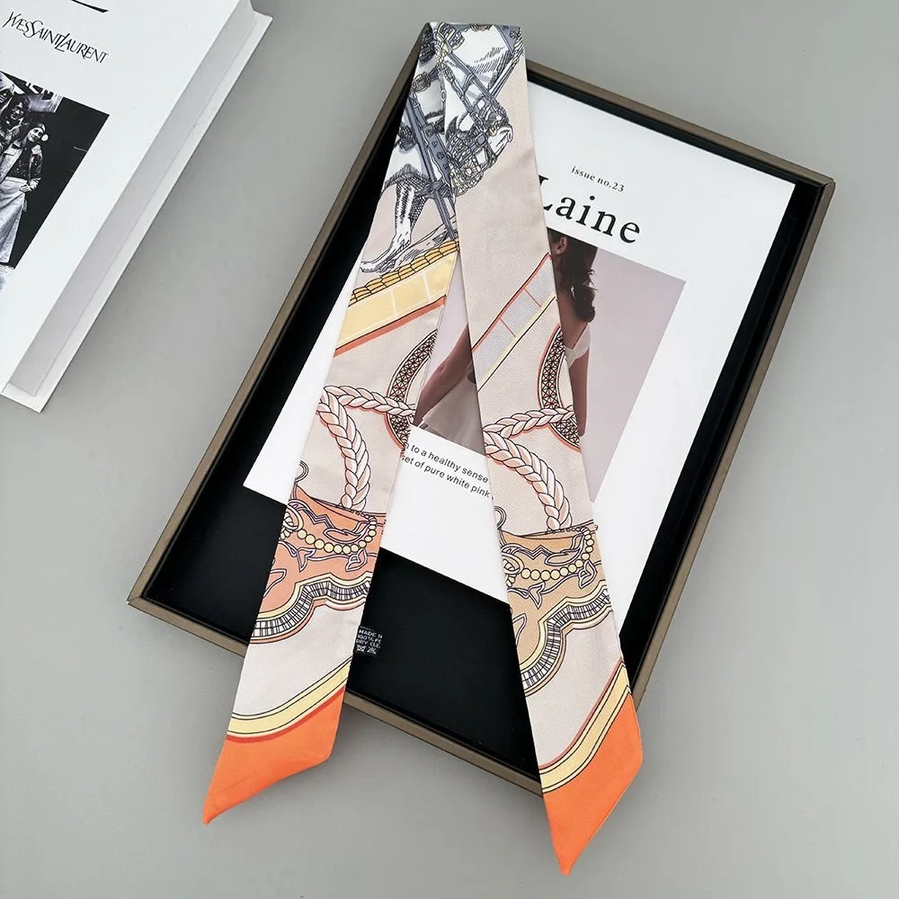 

Новый длинный шарф-седло, имитация шелковой повязки на голову, модная бандана, сумка, аксессуар, шарф для волос, декоративная шелковая лента для женщин