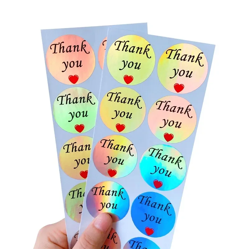 100pcs/pack Laser Thank You Red Love Sealing Sticker Creative Decor DIY Multifunction Seal Sticker Gift
