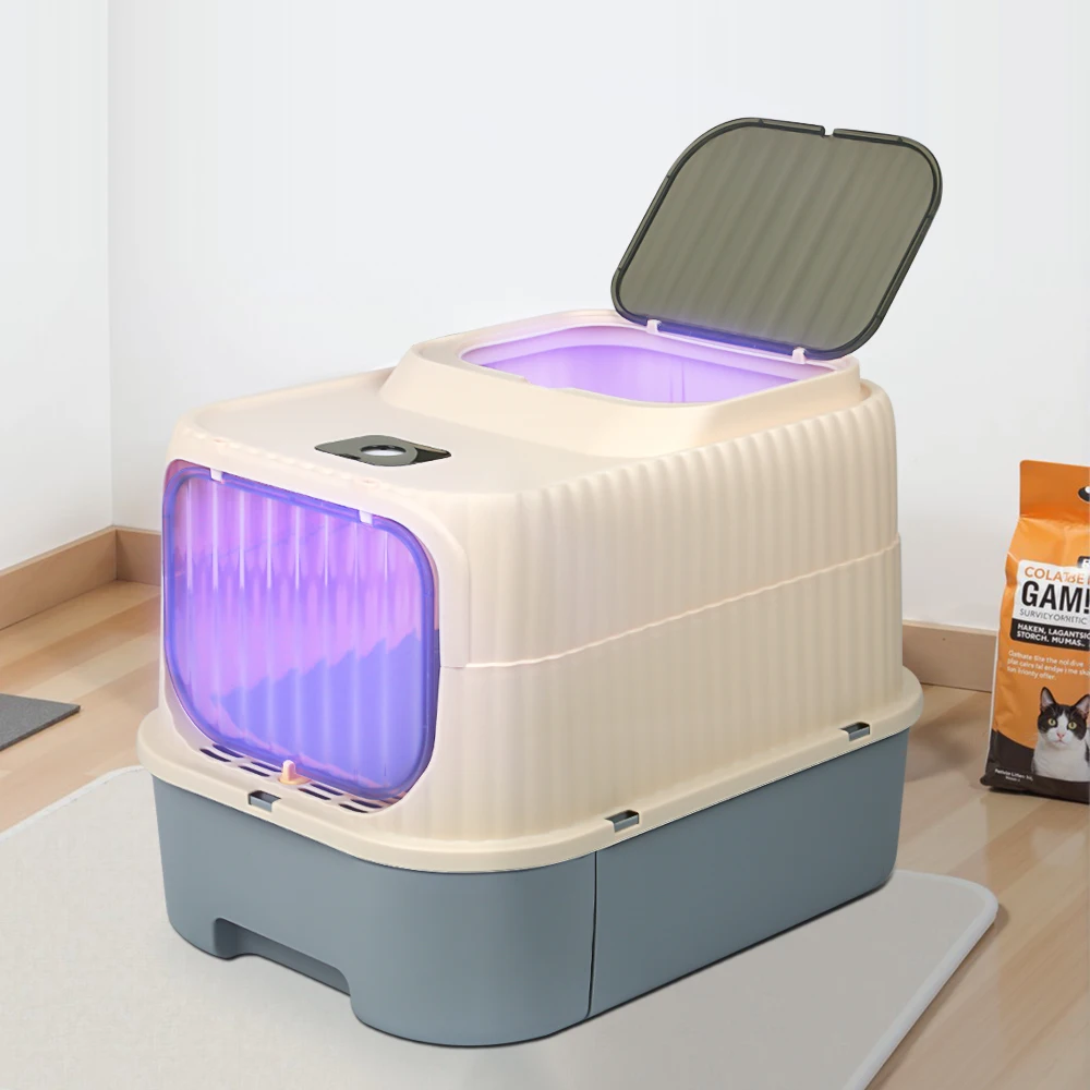Große Kapazität Katzenabwehr- und UV-Lampe für kleine, mittelgroße und große Katzen, Schwarz-Grau, Balkon, Terrasse