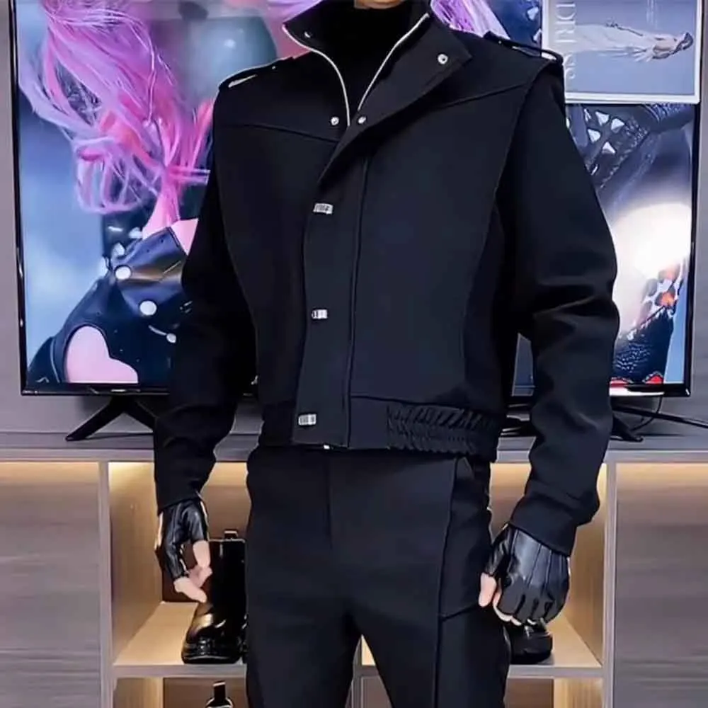 Mens Cotton Jacket Cargo Motorcycle Rider Slim Jacket Streetwear Fashion Niche Youth Campus Biker Top Men'S Clothing 2025 New