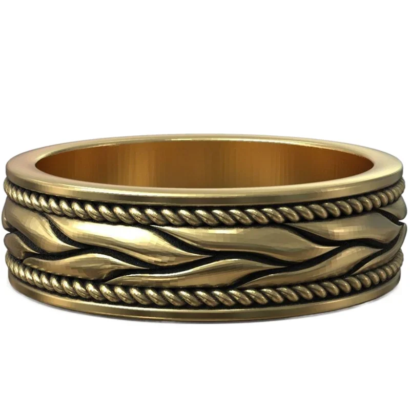 

8g Braided Wedding Band Set Wheat Pattern Couple Gold Rings Customized 925 Solid Sterling Silver Rings