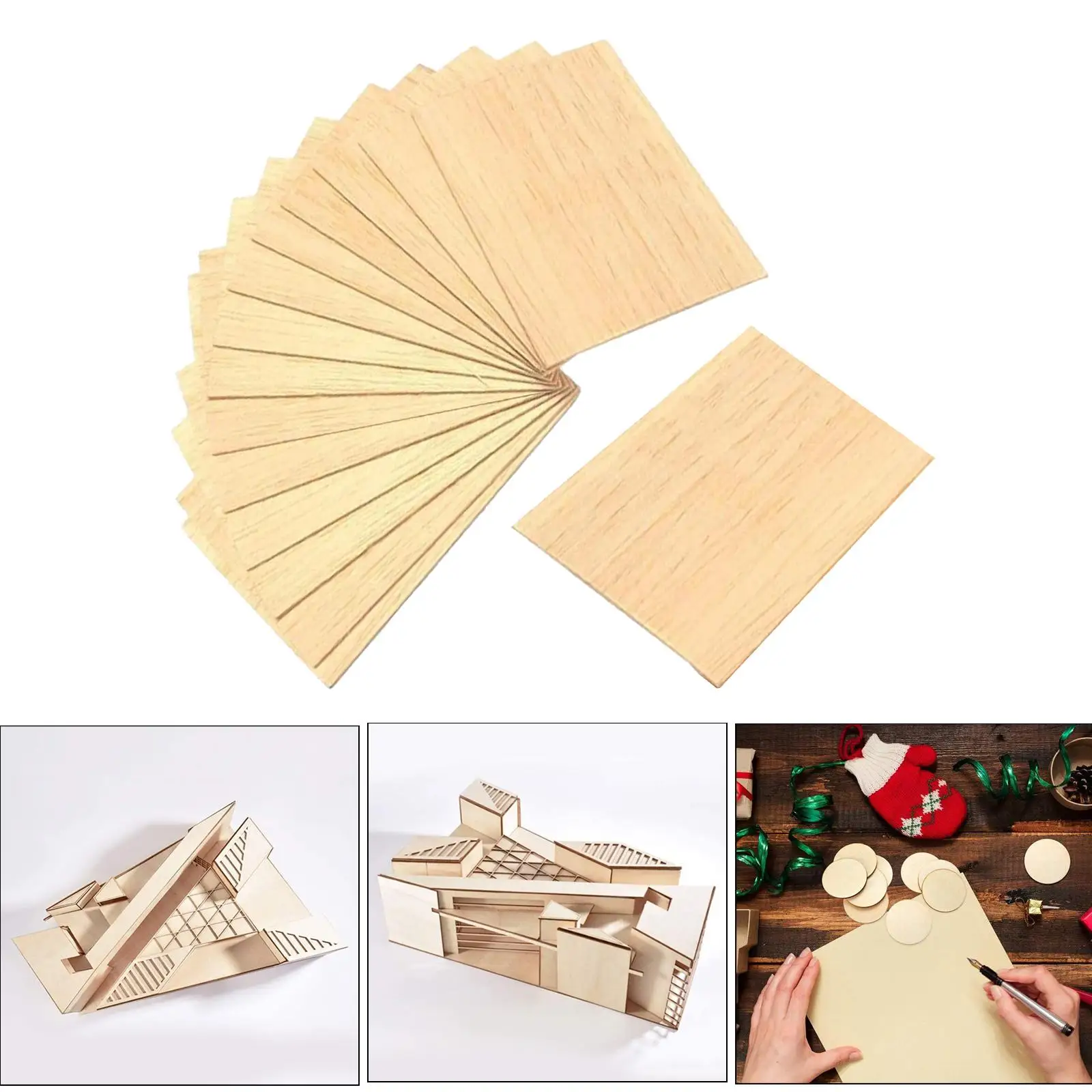 15x Wood Square Slices Pieces Shape Coasters Wood Craft Plate DIY Art