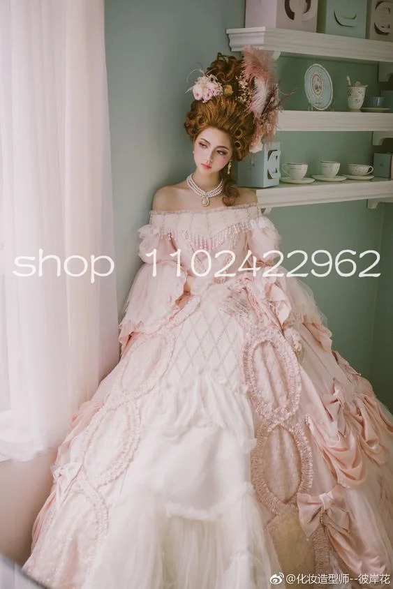 Victotian Royal 18th Century Prom Dresses Georgian Costume Pink Rococo Baroque Marie Antoinette Renaissance evening gown outfit