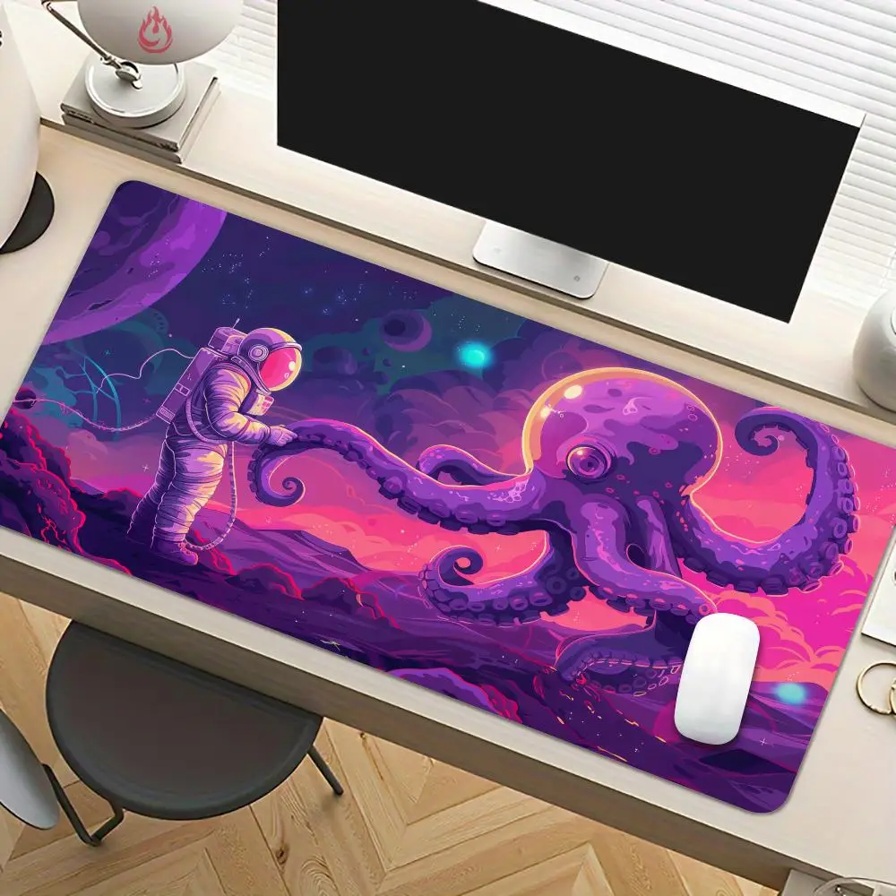 

Neon style gaming mousepad Astronaut and Octopus Mouse Pad Desk Mat Non-Slip office mousemat pc accessories keyboard Gaming mats
