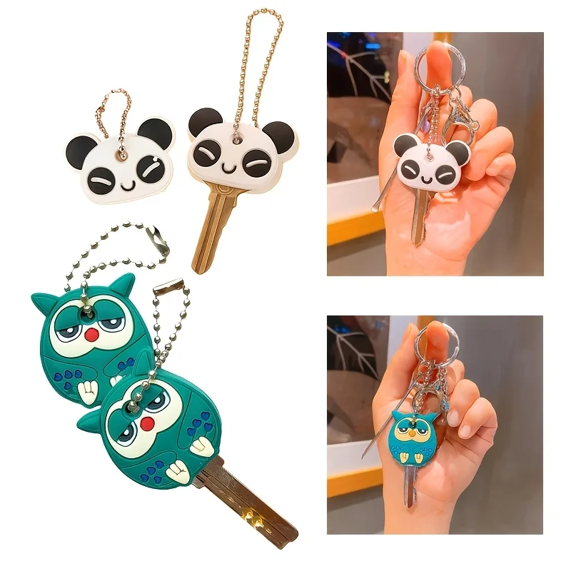 Cute Panda Keychain, Durable Key Cover with Ring, Daily Carry Accessory