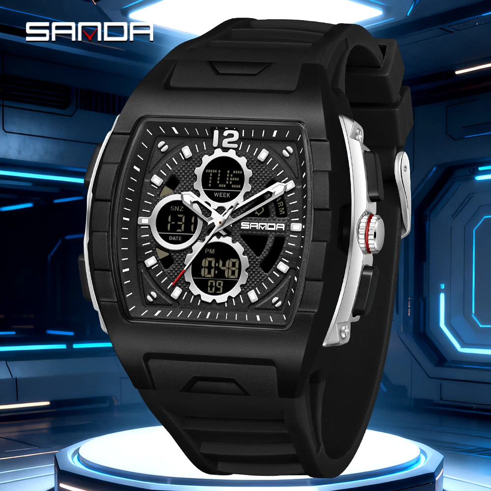 

SANDA 3391 Digital LED Watch Men Original Sport Quartz Wristwatch Top Brand Luxury Stopwatch Waterproof Male Electronic Clock