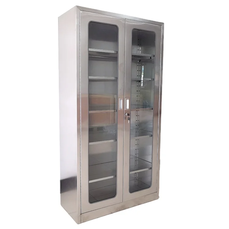 Stainless steel through glass medical instrument cabinets Veterinary clinic lockers