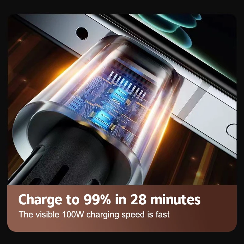 화웨이 샤오미 오포 아이폰과 호환되는 내구성 데이터 케이블, 3 계량기 데이터 케이블, 240W 6A 고속 충전 데이터 케이블