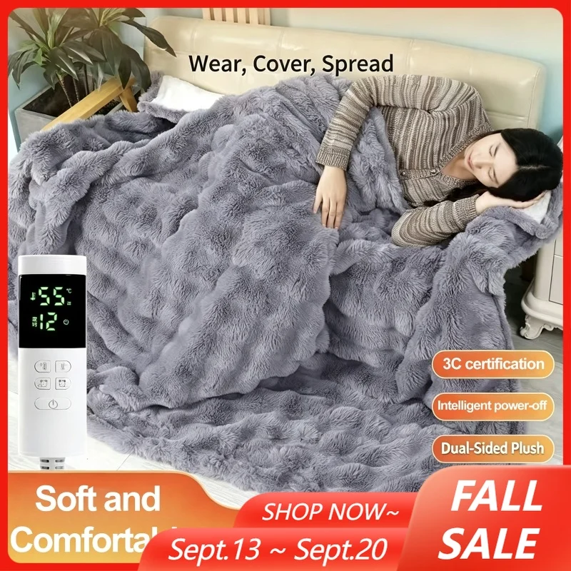 150x80cm 12-Hour Timer Multi-functional Thermostatic Heating Blanket Temperature-Controlled Electric Blanket Winter Body Warmer