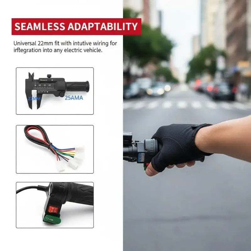 Electric Scooter Ebike Throttle Handle 48V 135mm with Multi Speed Reverse Cruise Control for Adult Bicycle