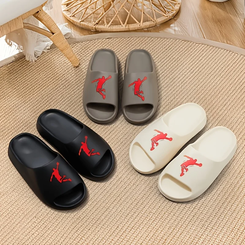 Herren-Hausschuhe für Innen- und Außenbereich, Leichte Rutschfeste Herren-Slides mit Minimalistischem Aufdruck, Lässiger Sportstil – Detail 3